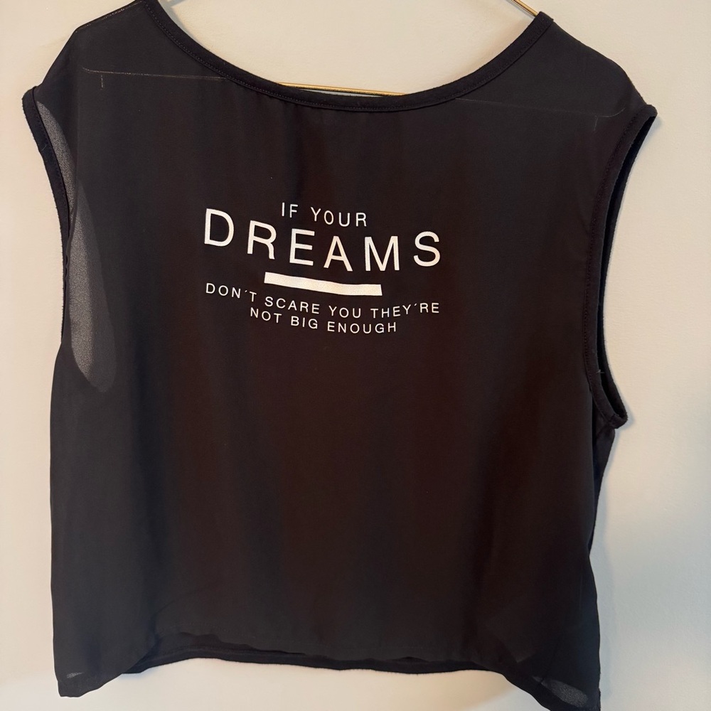 AMISU Women's Sleeveless Top Shirt Black/White Motivational Size XL